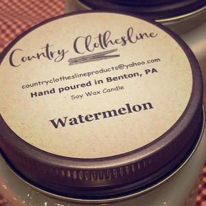 Handmade soy wax watermelon candle.